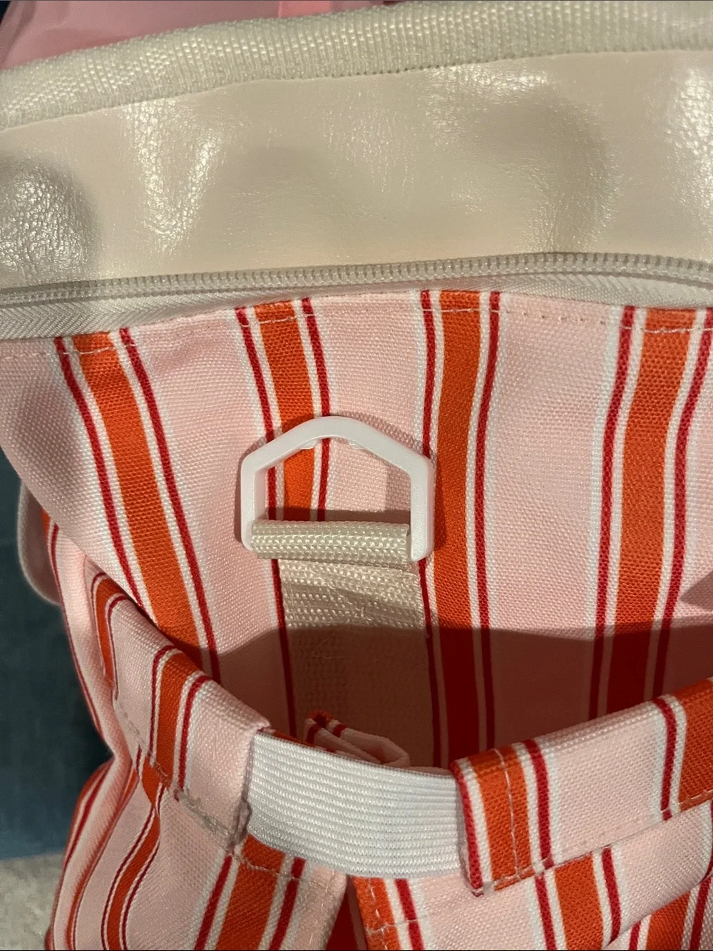Pink and Red Striped Insulated Food Storage Tote